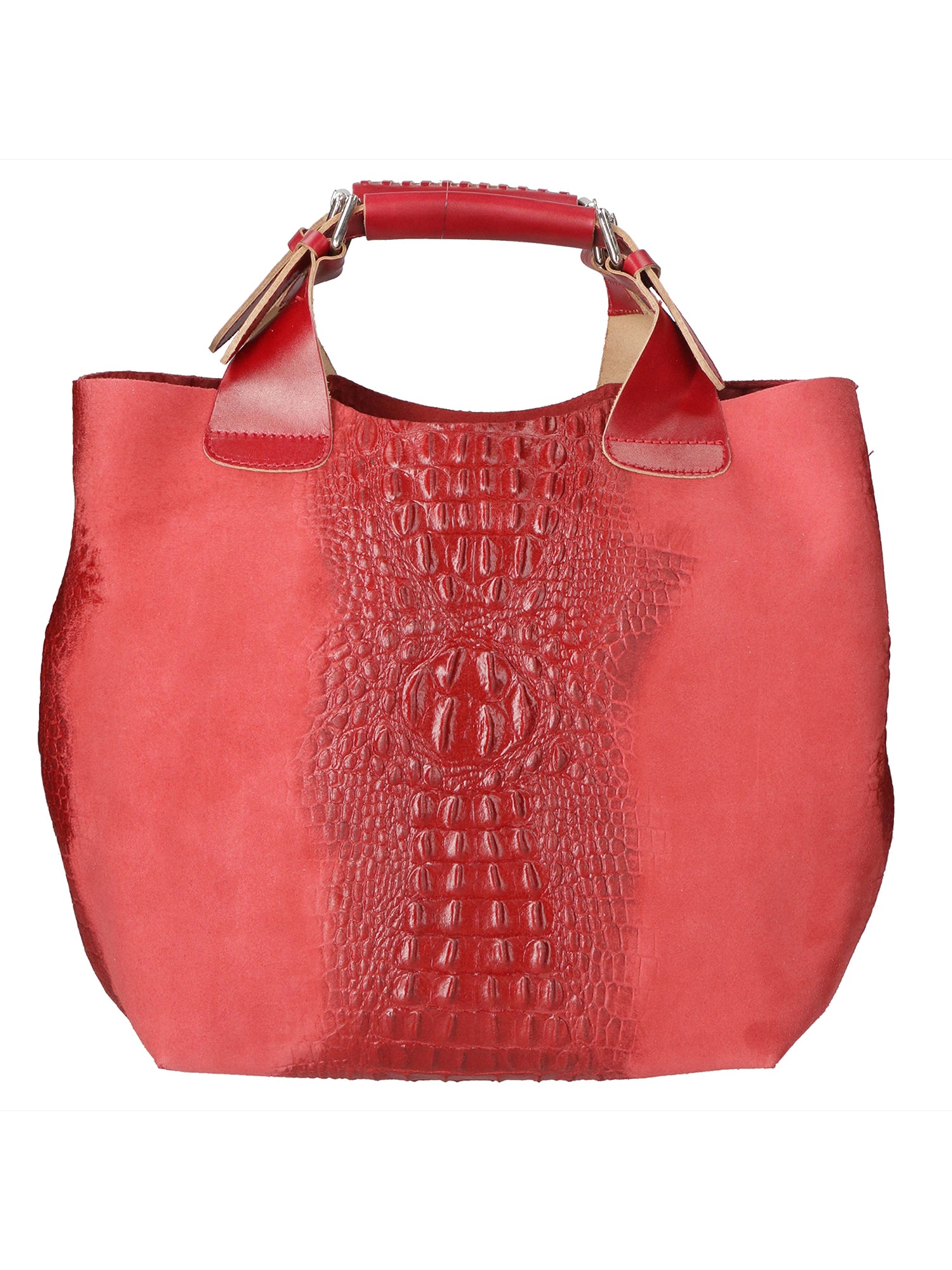Eufemia Borsa a spalla da donna Pelle Croco Stampata 9007 1-ROSSO Gave Lux