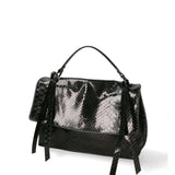 Vera pelle effetto serpente 03902-019 NERO Borsa a mano da donna Serpina Chiara Ferretti