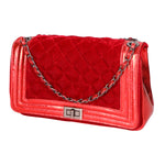 Valeriana Borsa a tracolla da donna Velluto e pelle 1139-ROSSO  Gave Lux