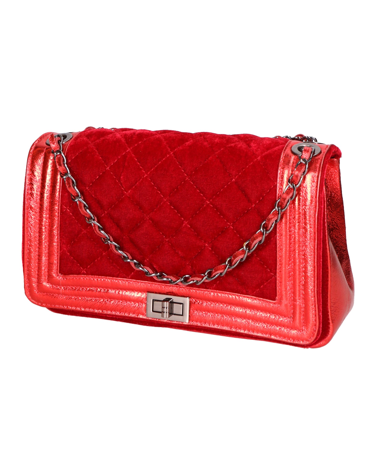 Valeriana Borsa a tracolla da donna Velluto e pelle 1139-ROSSO  Gave Lux
