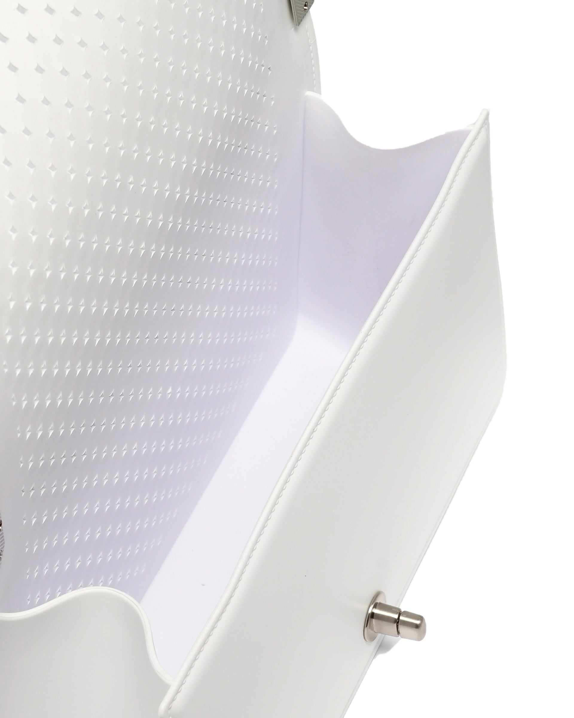 Borsa a mano da donna 100% Pvc FLAT M BALL-OFF BLANC + BRUSH SILVER Marc Ellis