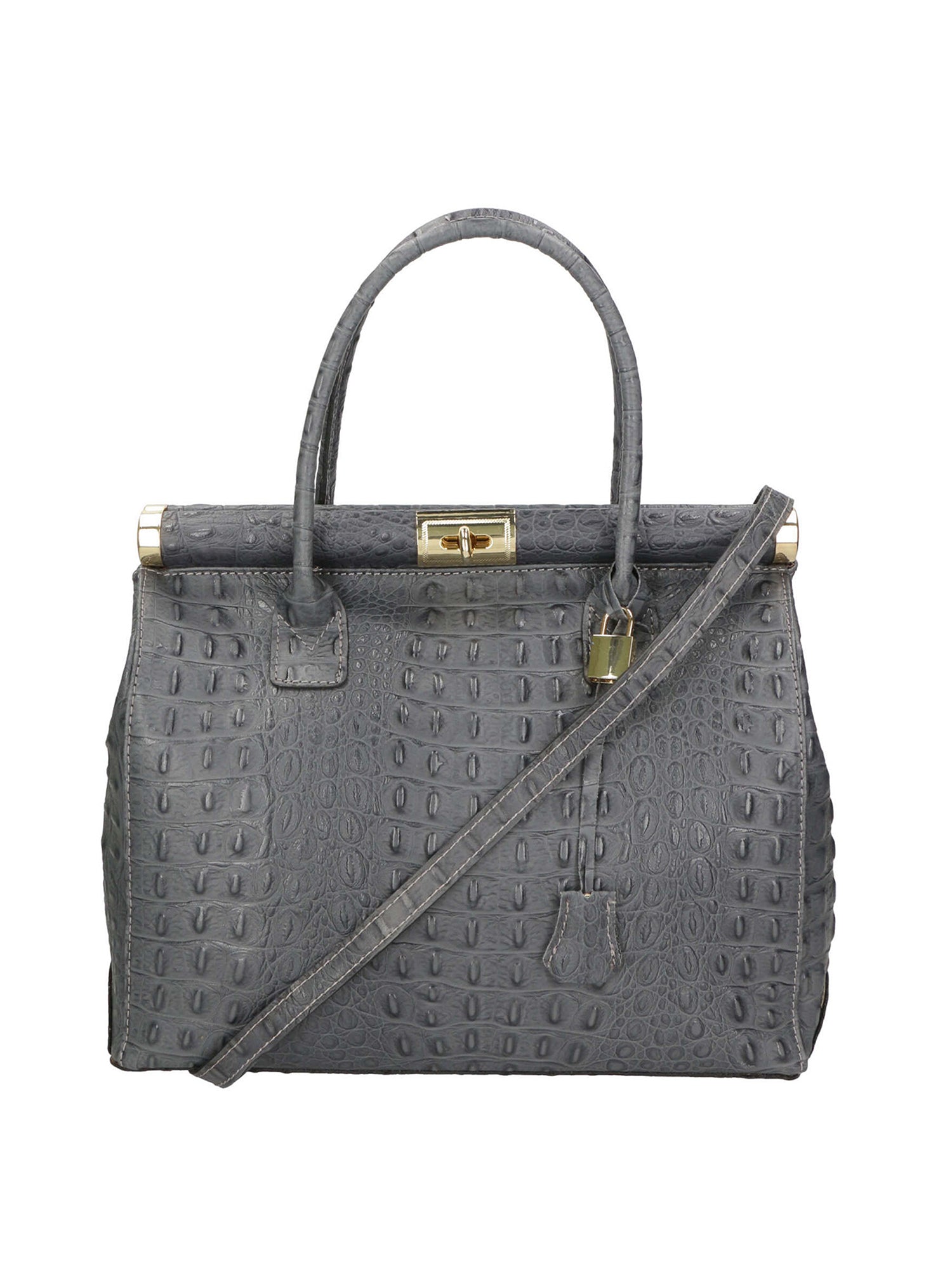 Deborah Borsa a mano da donna Pelle Croco Stampata 7727-C16 GRIGIO Gave Lux