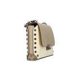 Vera pelle 8641-BEIGE+TAUPE Borsa a tracolla da donna Evanthe Pro Gave Lux