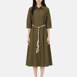Vestito in Cotone Verde Militare