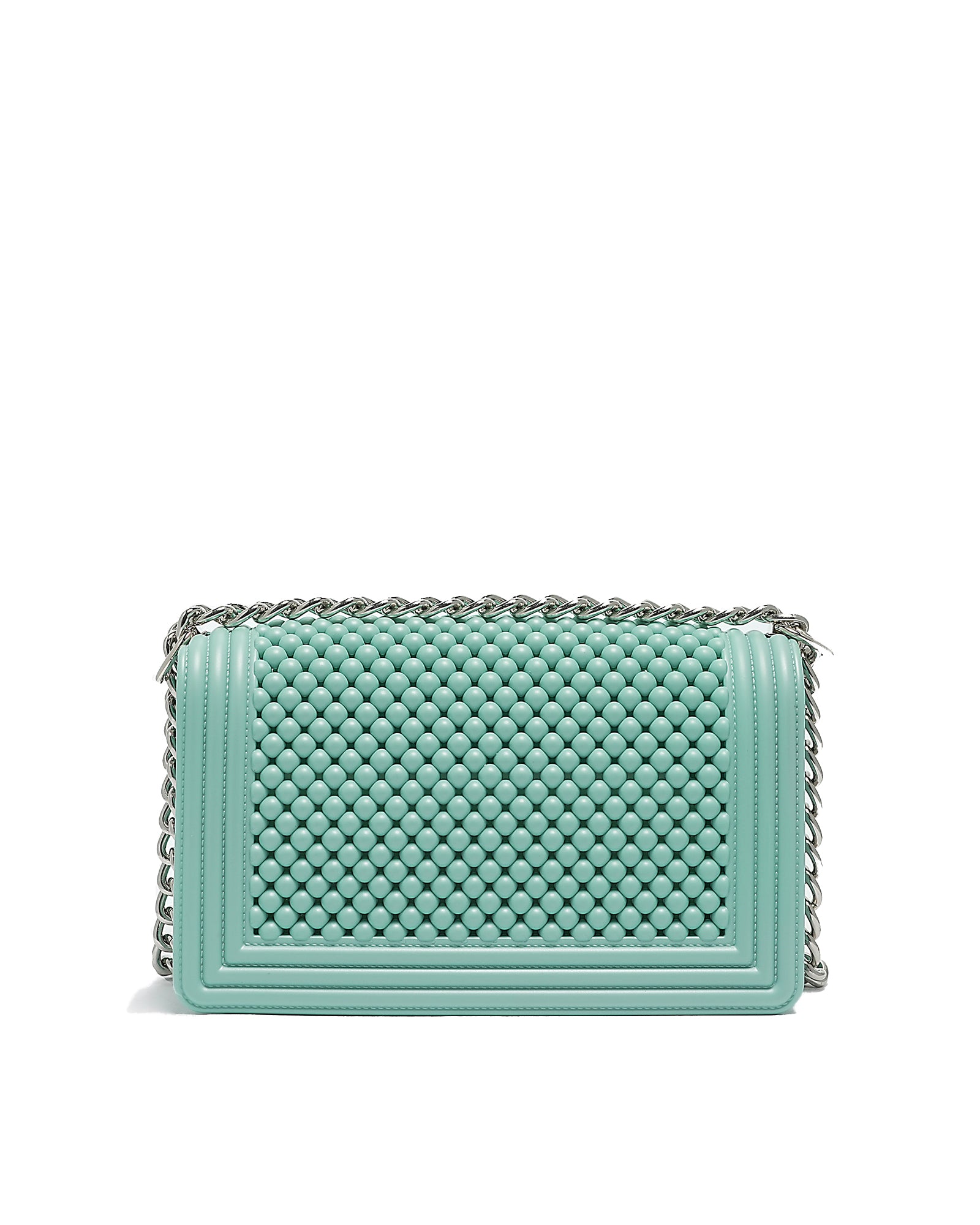 Borsa a mano da donna 100% Pvc FLAT M BALL-VERDE ACQUA + SILVER Marc Ellis