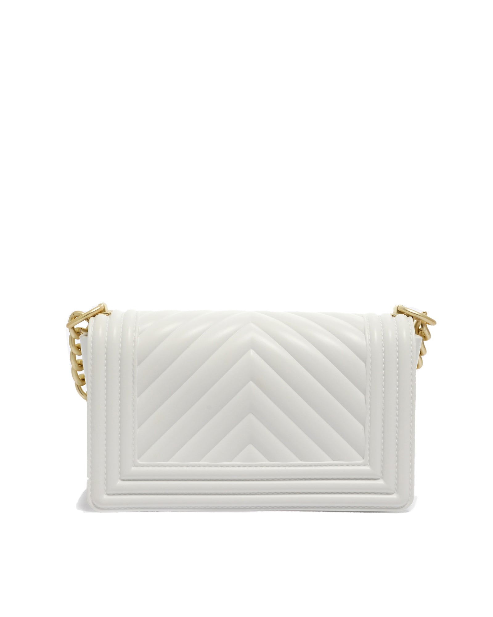 Borsa a mano da donna 100% Pvc FLAT S-WHITE + OFF GOLD Marc Ellis