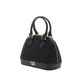 Borsa a mano da donna 100% Pvc FLAT XS BALL-BLACK + OFF GOLD Marc Ellis