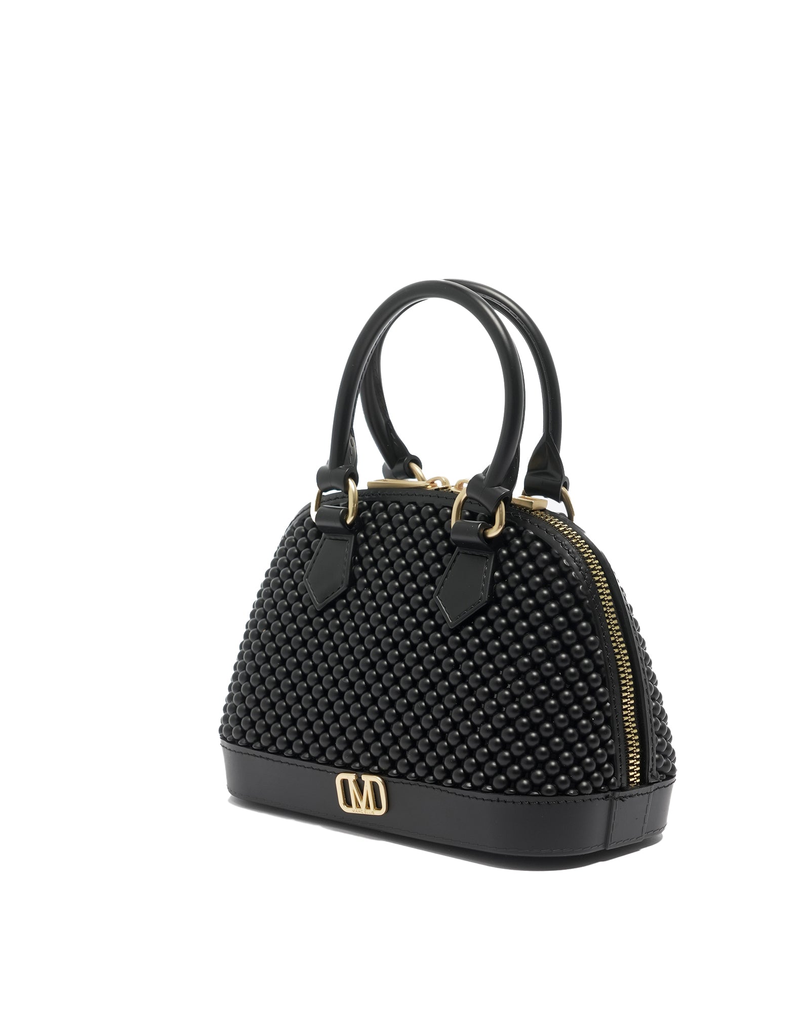 Borsa a mano da donna 100% Pvc FLAT XS BALL-BLACK + OFF GOLD Marc Ellis