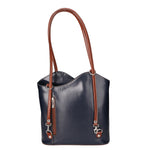 Fabiola Borsa a spalla da donna 100% pelle 9039-BLU MARRONE Gave Lux