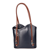 Fabiola Borsa a spalla da donna 100% pelle 9039-BLU MARRONE Gave Lux