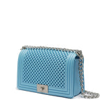 Borsa a mano da donna 100% Pvc FLAT M BALL-NORSE BLUE + OFF SILVER Marc Ellis