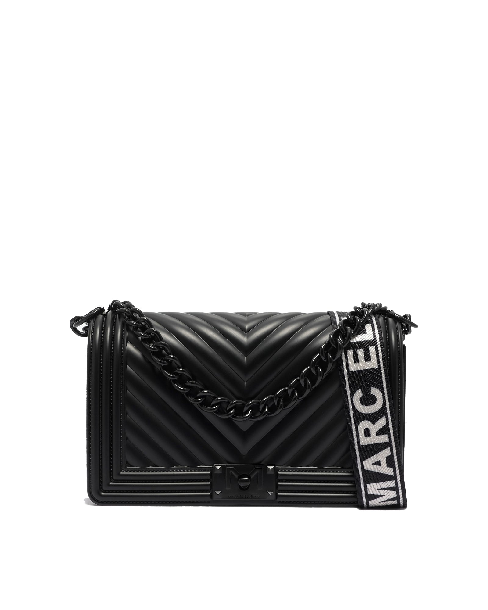 Borsa a mano da donna 100% PVC FLAT M-BLACK Marc Ellis