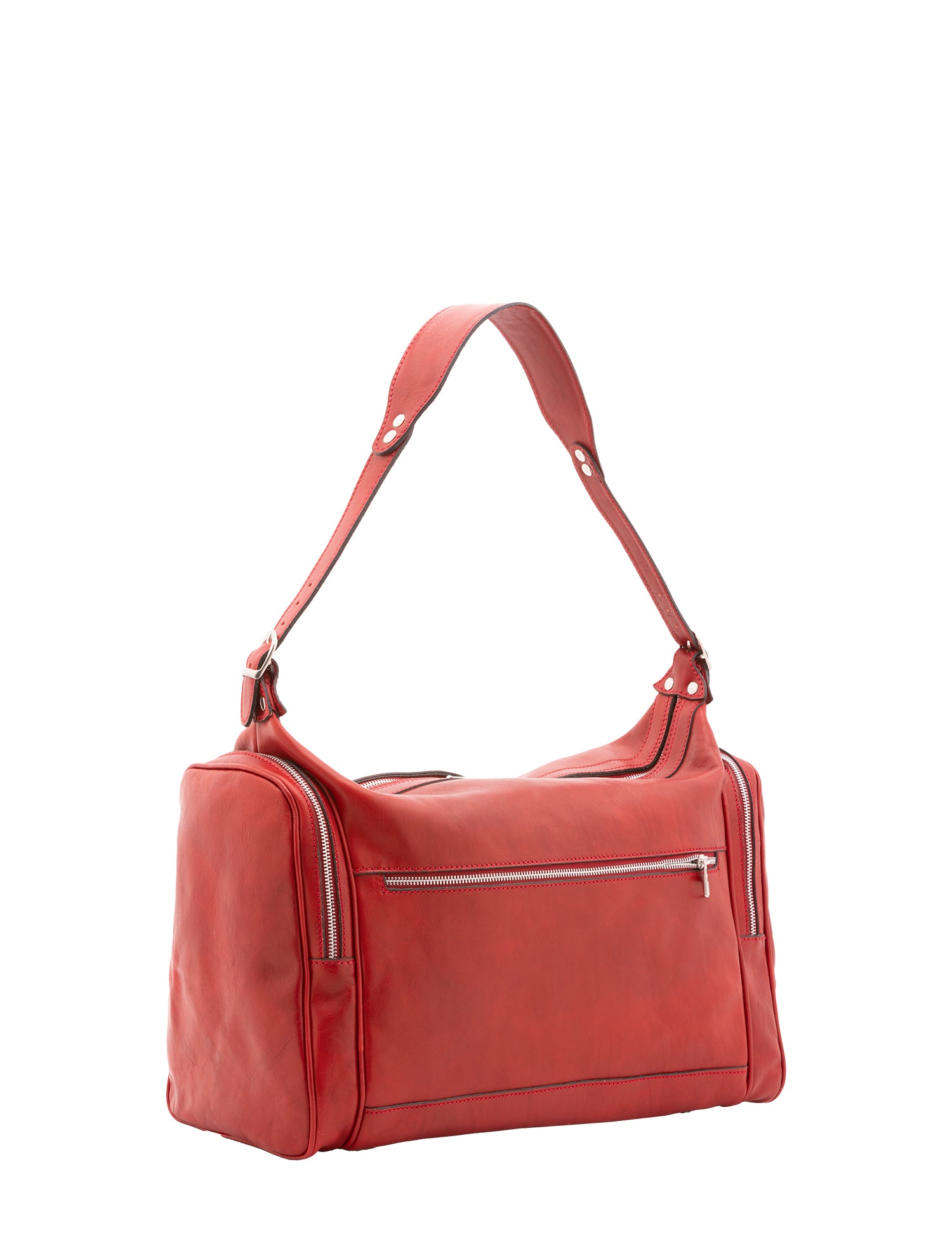 Borsa da viaggio unisex in vera pelle 100% cotone 4037-ROSSO Alessia Firenze