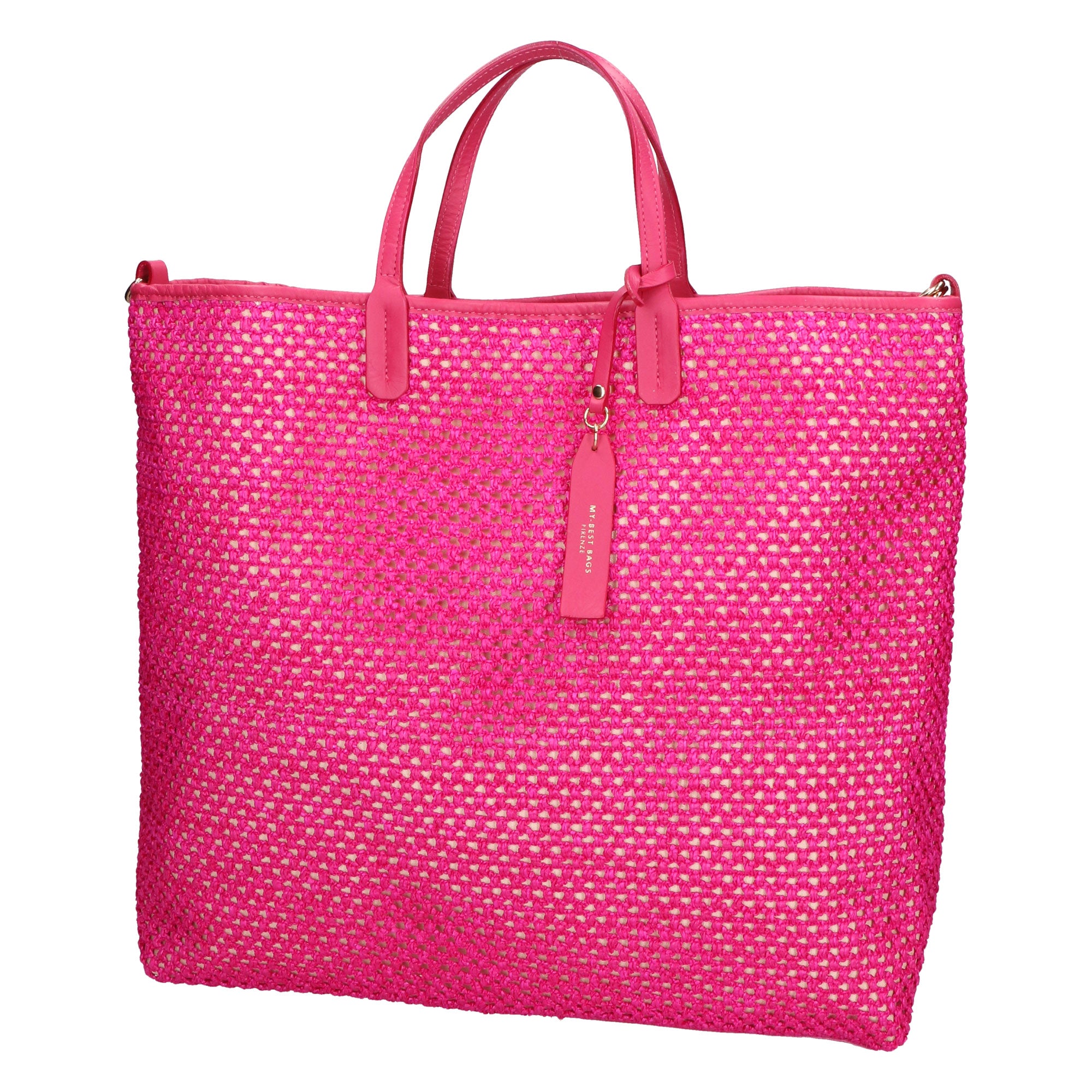 Borsa a mano da donna Paglia e pelle MYB-7027-SS-309 FUXIA My Best Bag