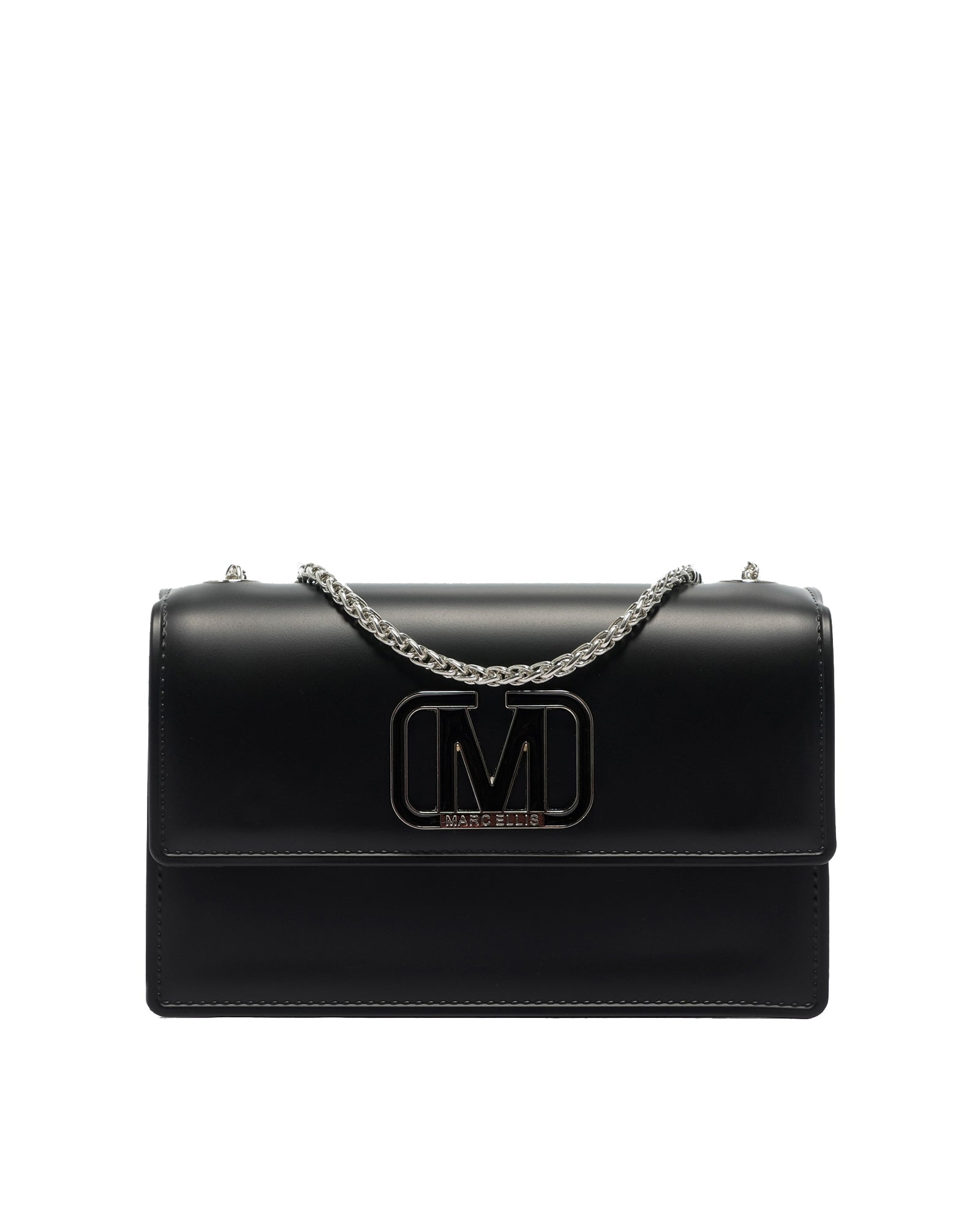 Borsa a mano da donna 100% Pvc FLAT SUPERMEE M-BLACK + SILVER Marc Ellis