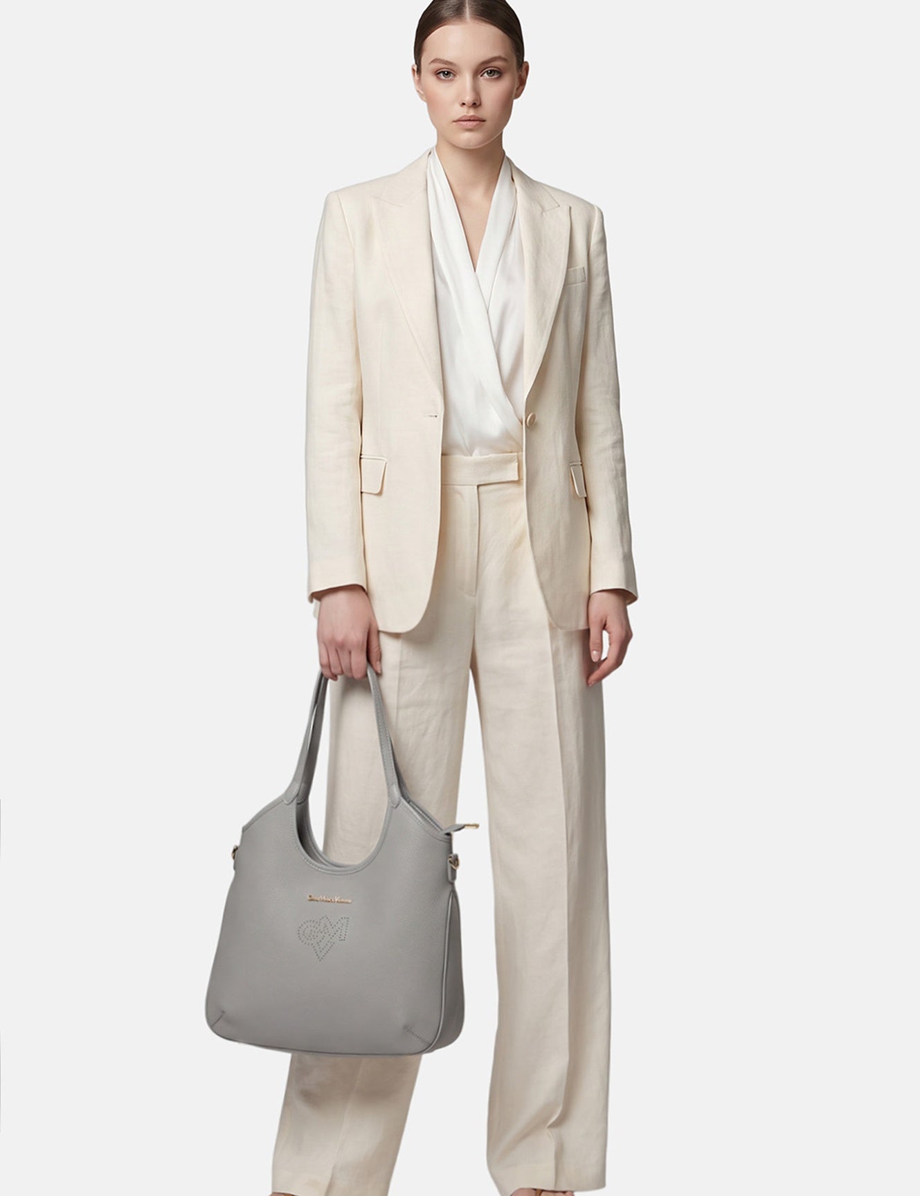Borsa a Spalla in Pvc Grigio