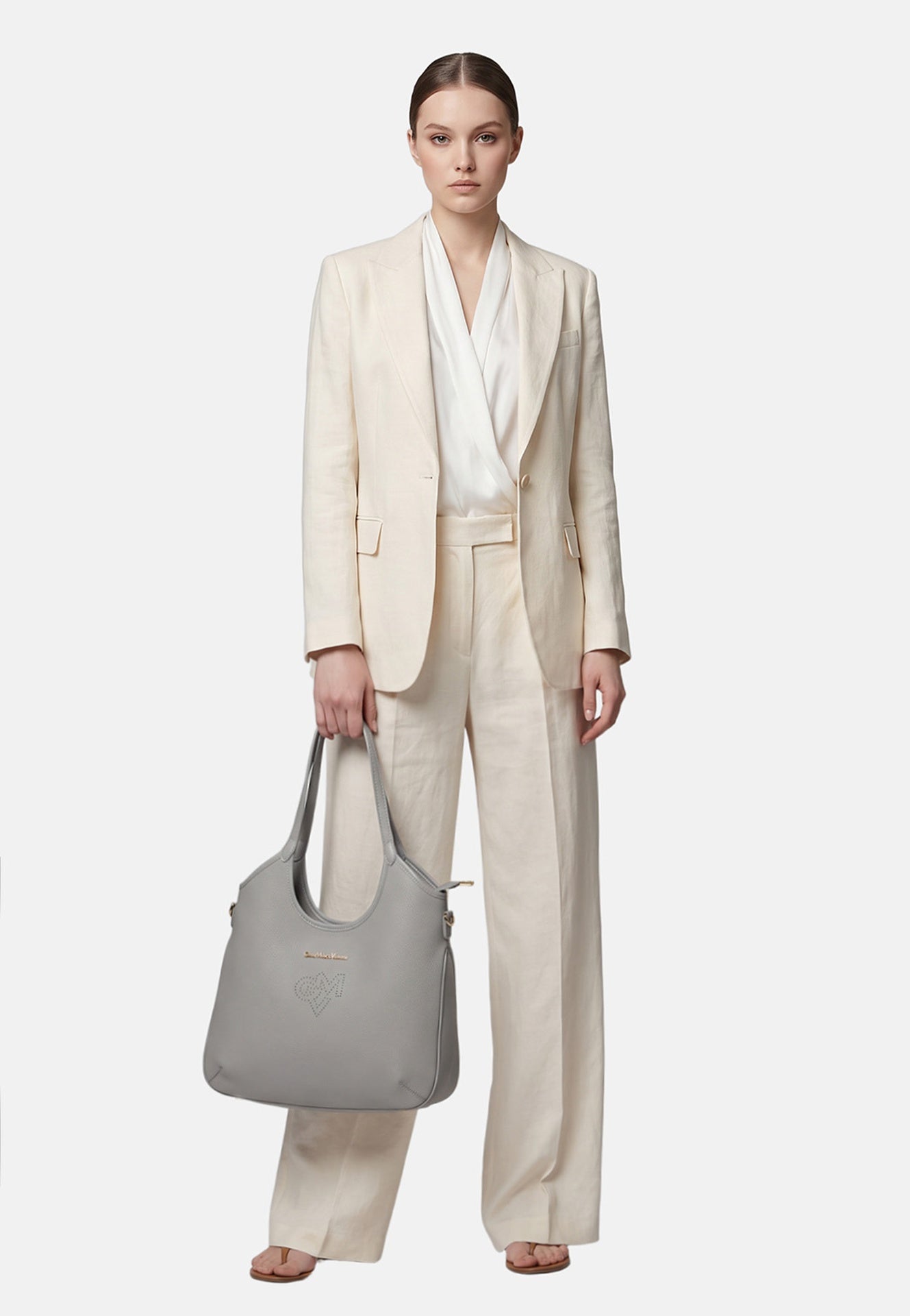 Borsa a Spalla in Pvc Grigio
