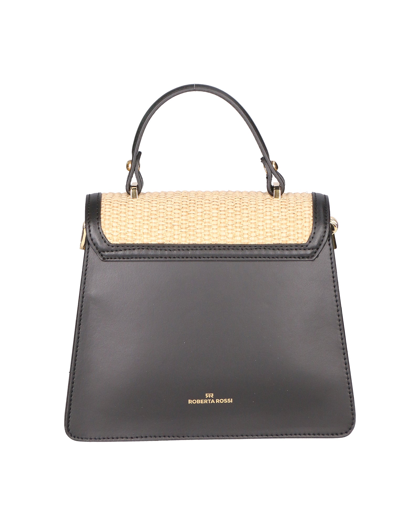 Borsa a mano da donna Pelle e Paglia X12-P218 NERO Roberta Rossi