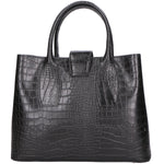 Letizia Borsa a mano da donna Pelle stampata croco 06542-NERO Gave Lux