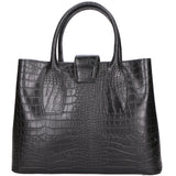 Letizia Borsa a mano da donna Pelle stampata croco 06542-NERO Gave Lux
