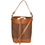 Borsa a secchiello da donna Misto pelle e tessuto MYB-05165-SS-25+S17 CUOIO SCURO My Best Bag