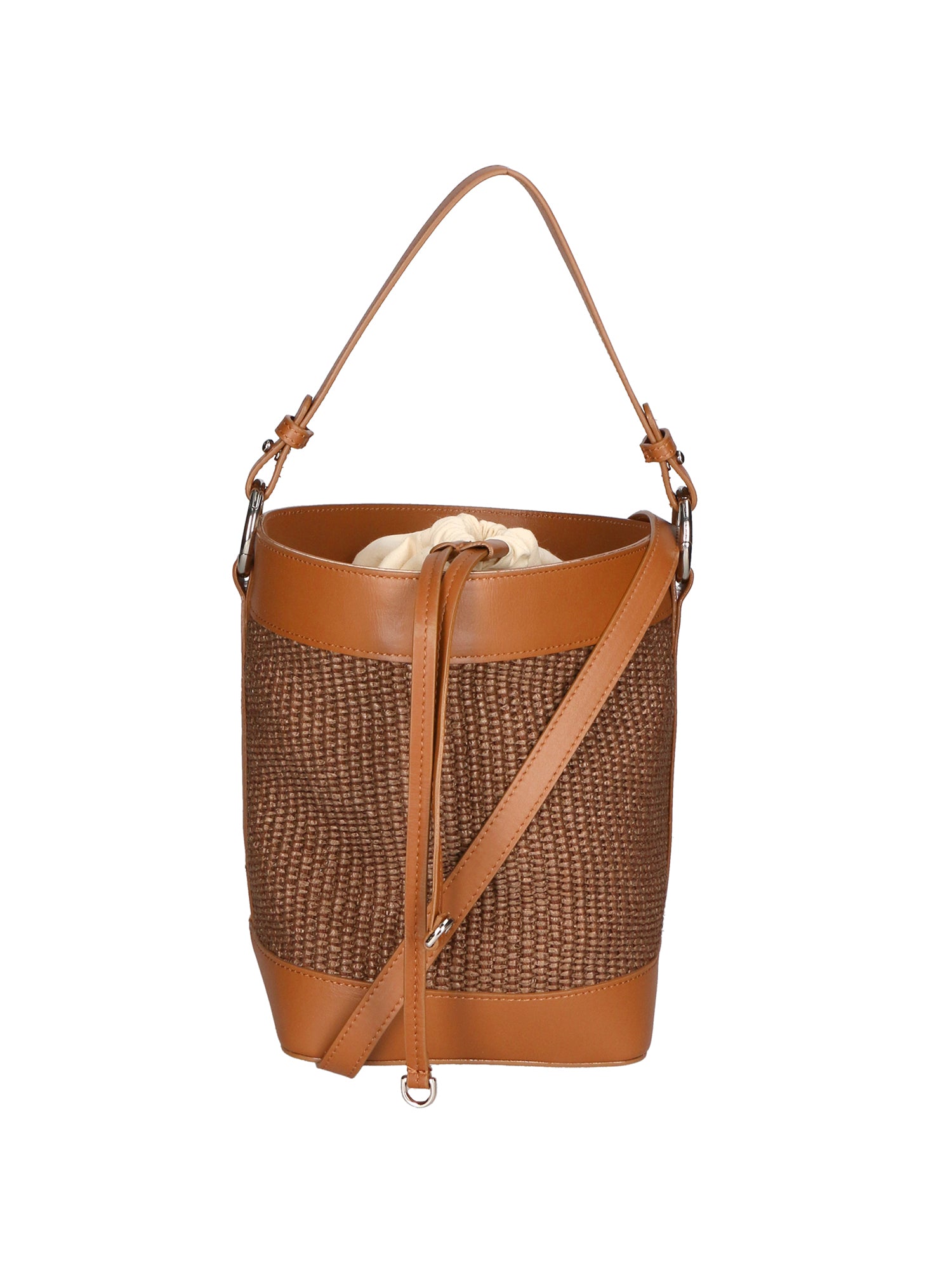 Borsa a secchiello da donna Misto pelle e tessuto MYB-05165-SS-25+S17 CUOIO SCURO My Best Bag