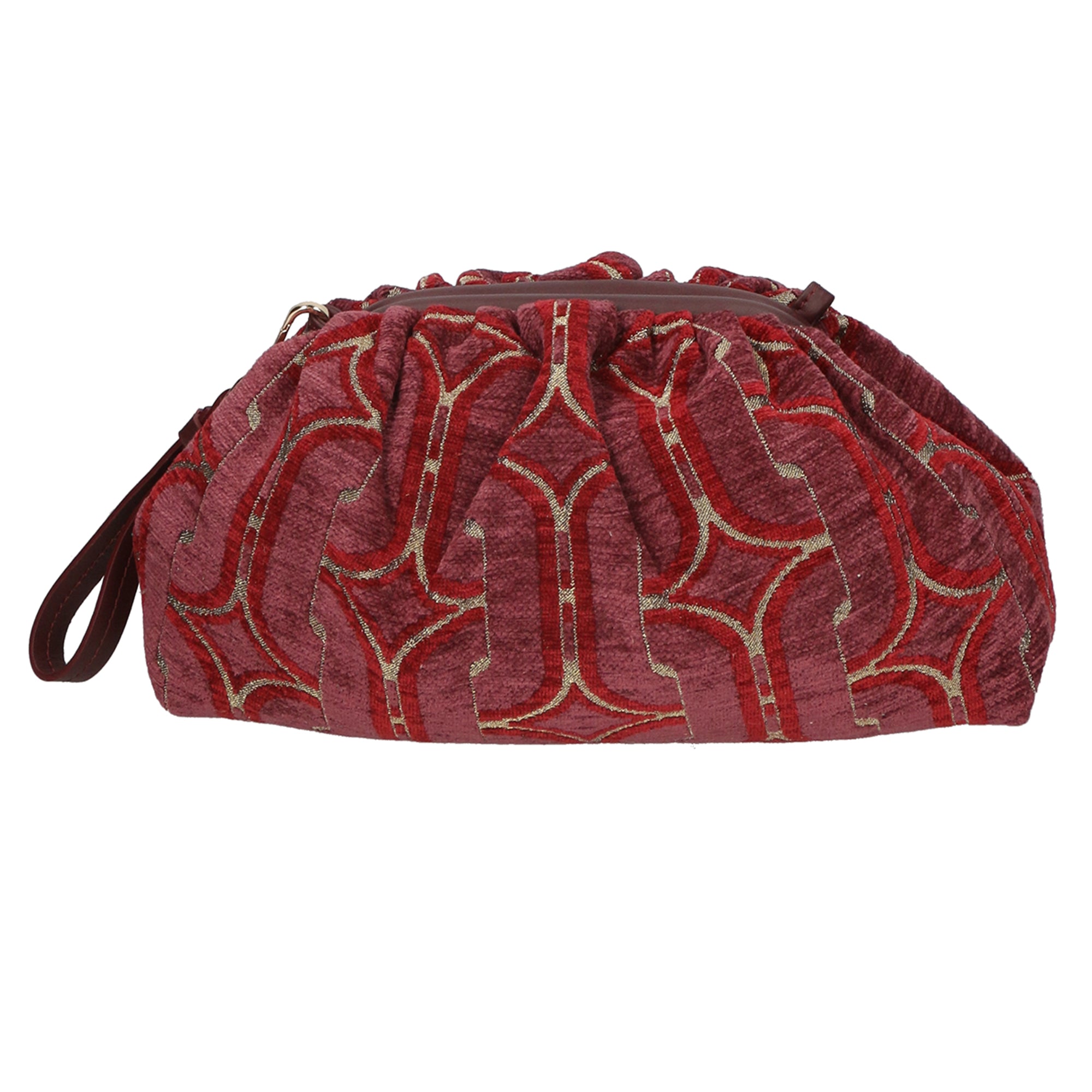 Borsa a tracolla da donna Velluto e pelle MYB-8018-FW-6 BORDO My Best Bag