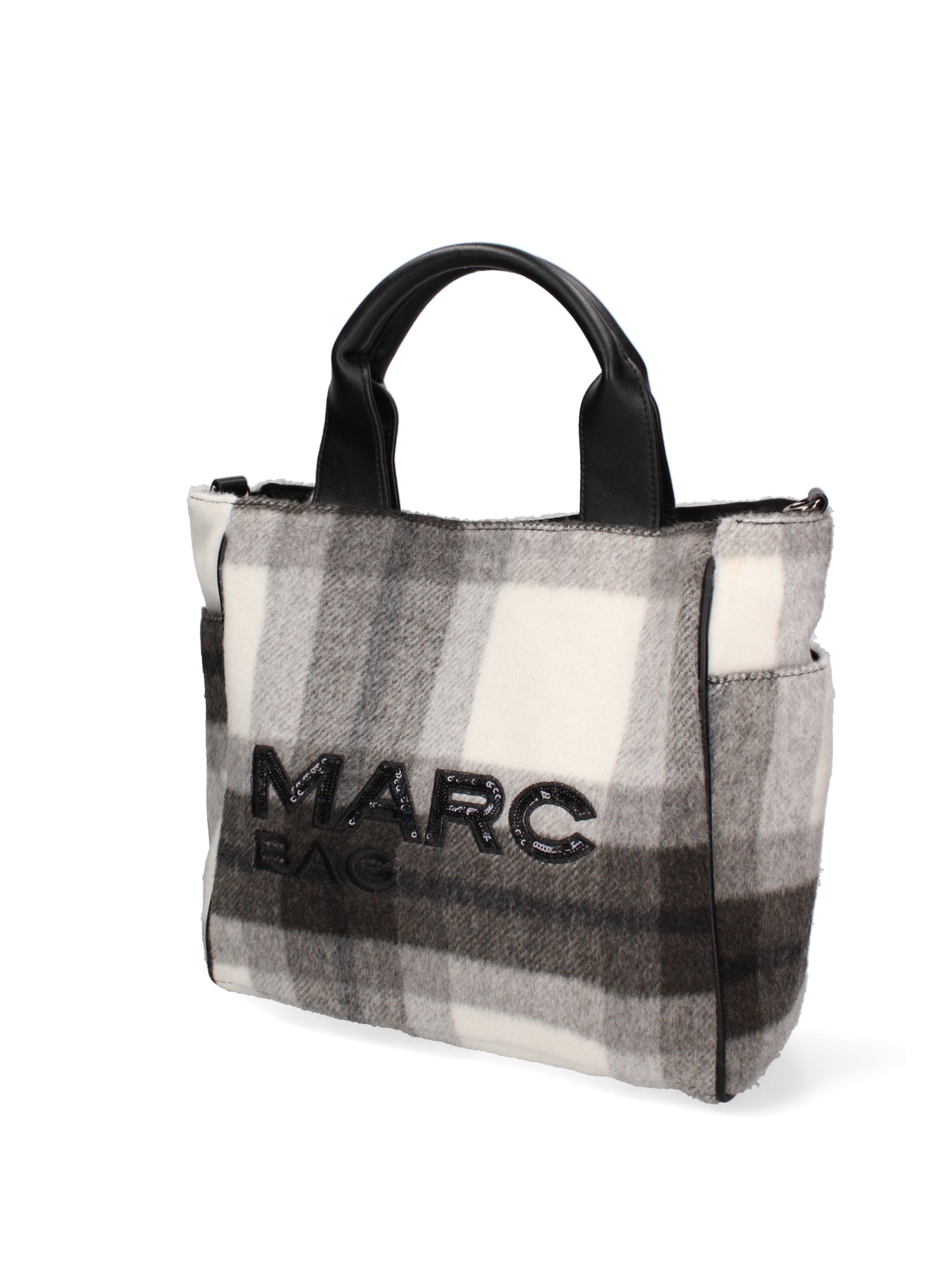 Borsa a mano da donna Lana e Tessuto MARC-BAG-TARTAN-GLACIER GRAY Marc Ellis