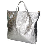 Borsa a mano da donna Vera pelle stampata coccodrillo MYB-7043-SS-ARGENTO My Best Bag