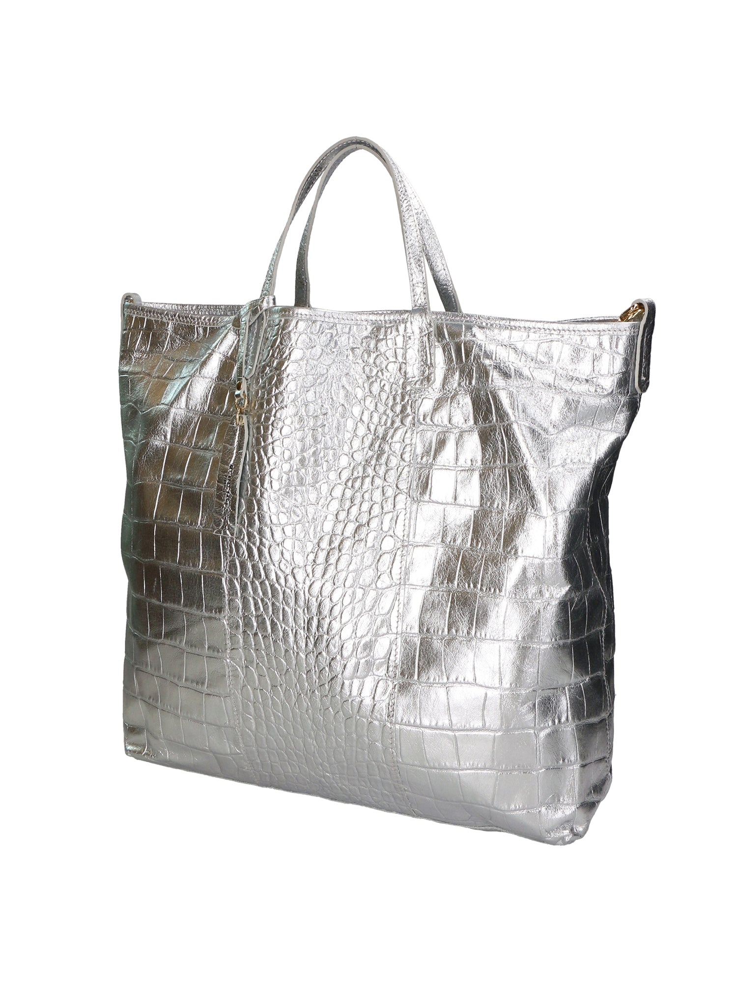 Borsa a mano da donna Vera pelle stampata coccodrillo MYB-7043-SS-ARGENTO My Best Bag