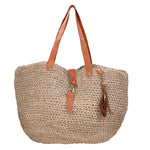 Justin Borsa a mano da donna Paglia intrecciata 880045-TAUPE Gave Lux