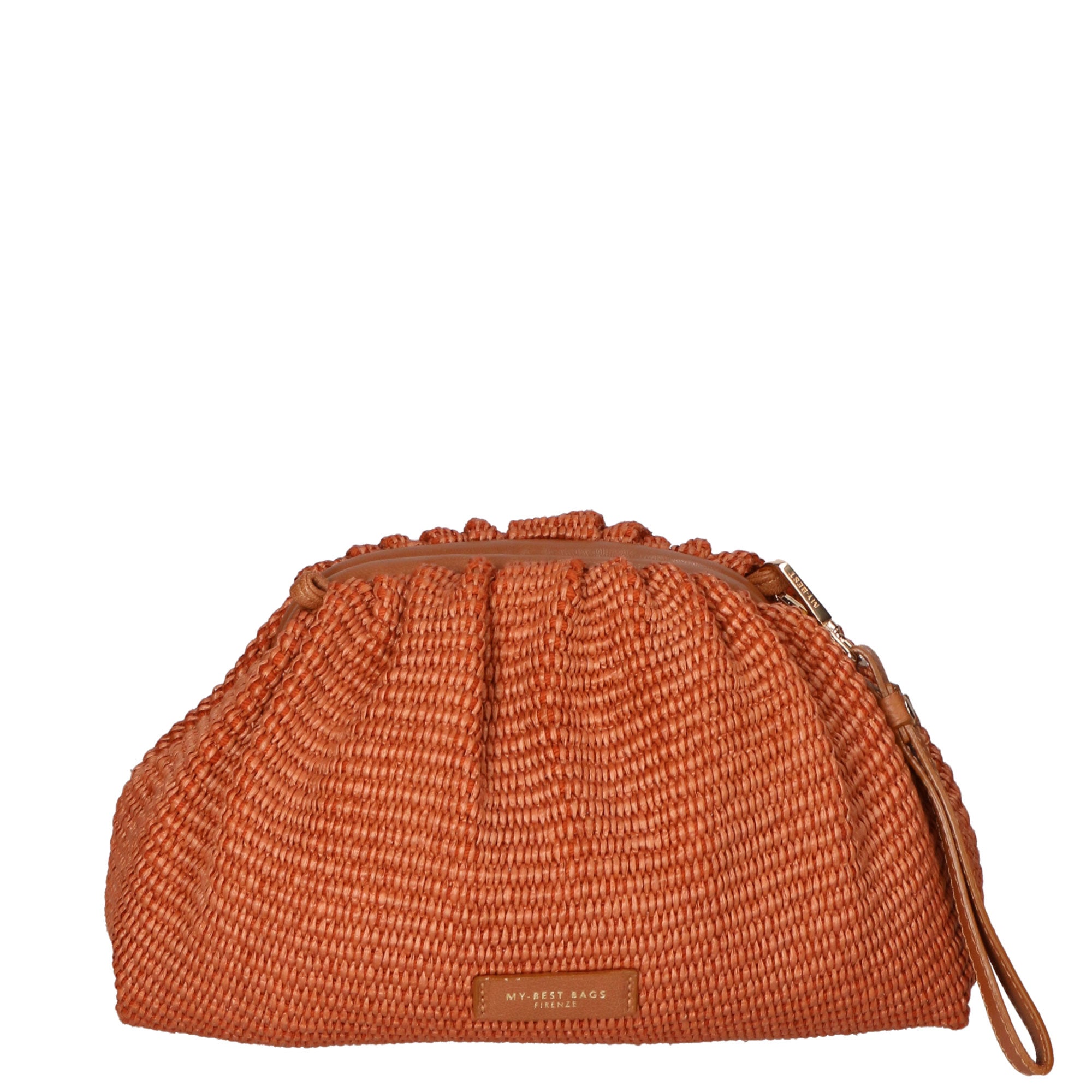 Borsa a tracolla da donna Paglia e pelle MYB-7011-SS-COGNAC 21+TABRU 141 My Best Bag