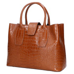 Letizia Borsa a mano da donna Pelle stampata croco 06542-CUOIO COGNAC Gave Lux