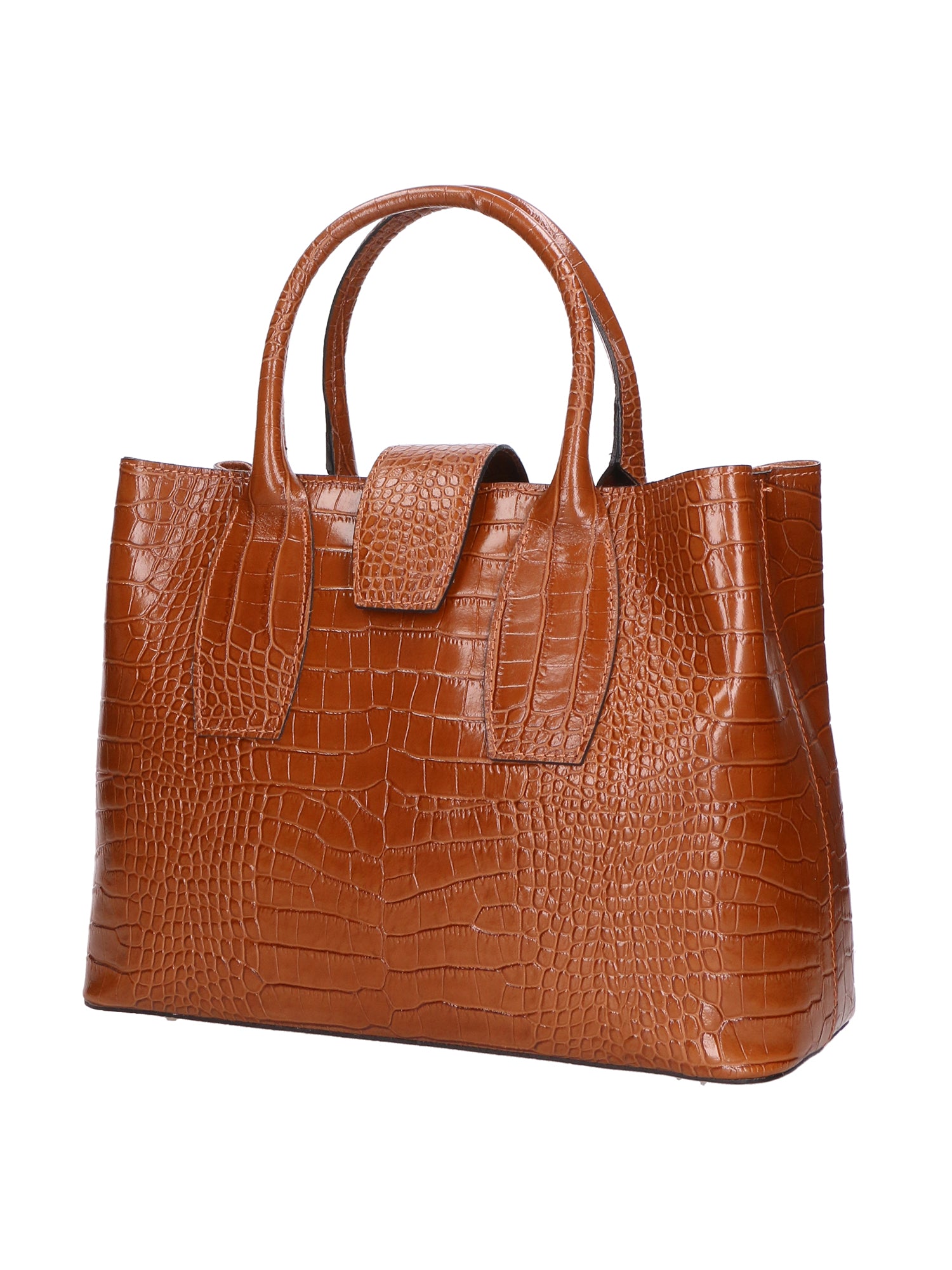 Letizia Borsa a mano da donna Pelle stampata croco 06542-CUOIO COGNAC Gave Lux