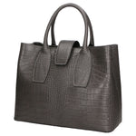Letizia Borsa a mano da donna Pelle stampata croco 06542-GRIGIO SCURO Gave Lux