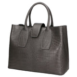 Letizia Borsa a mano da donna Pelle stampata croco 06542-GRIGIO SCURO Gave Lux