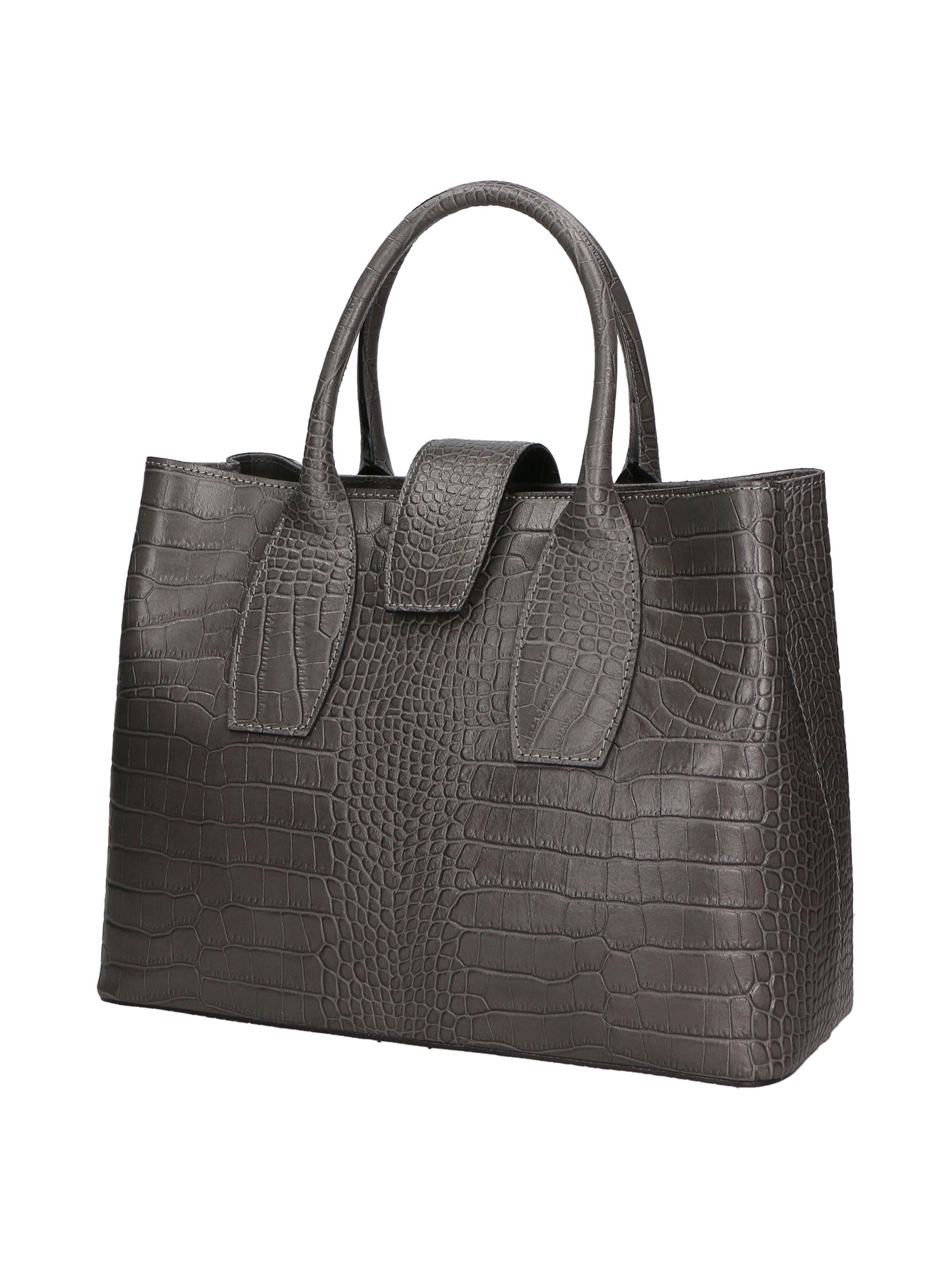 Letizia Borsa a mano da donna Pelle stampata croco 06542-GRIGIO SCURO Gave Lux