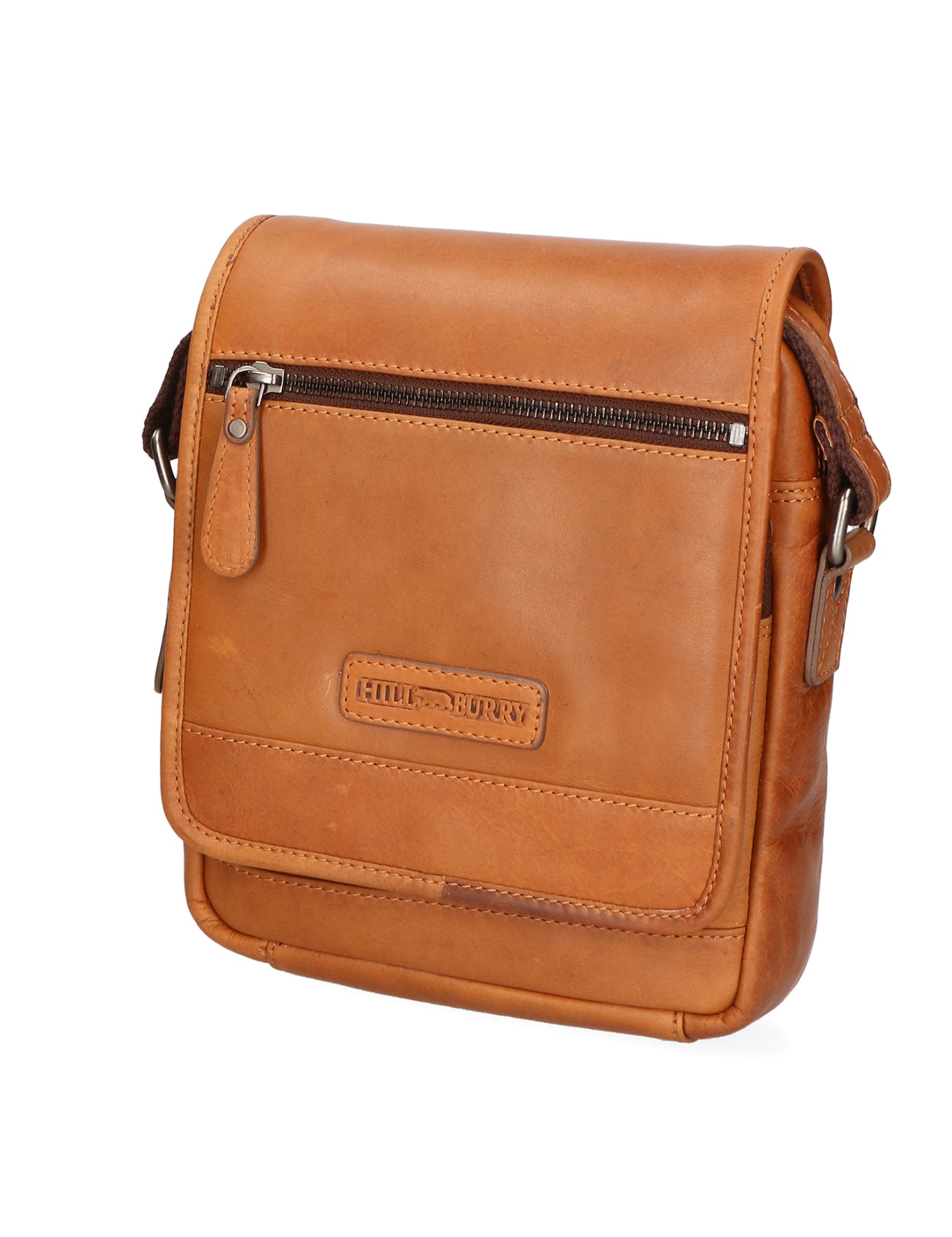 Borsa a tracolla uomo in vera pelle RFID HILB-6113-CUOIO Hill Burry