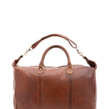Borsa da viaggio unisex in vera pelle 100% cotone 4046-MARRONE Alessia Firenze