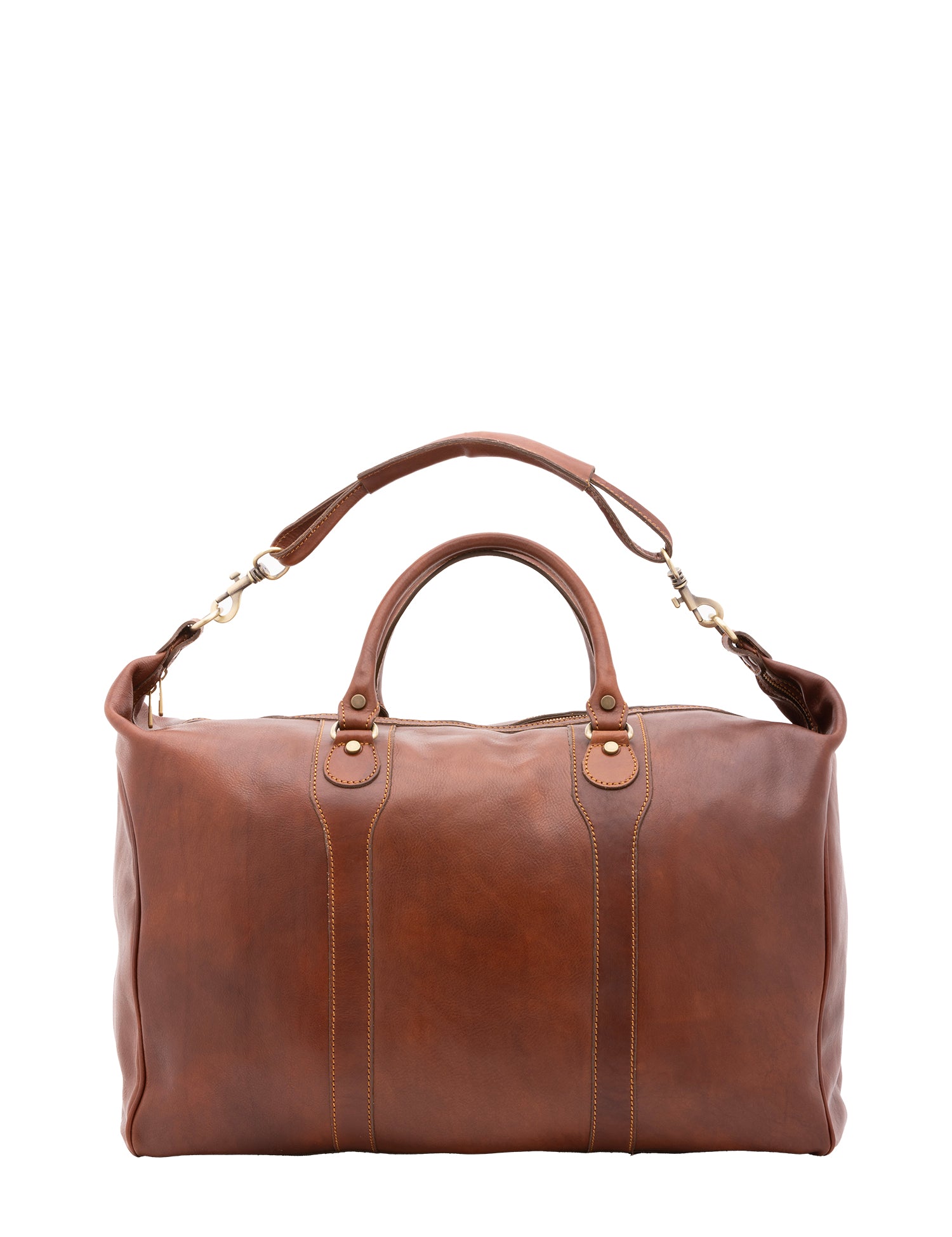 Borsa da viaggio unisex in vera pelle 100% cotone 4046-MARRONE Alessia Firenze