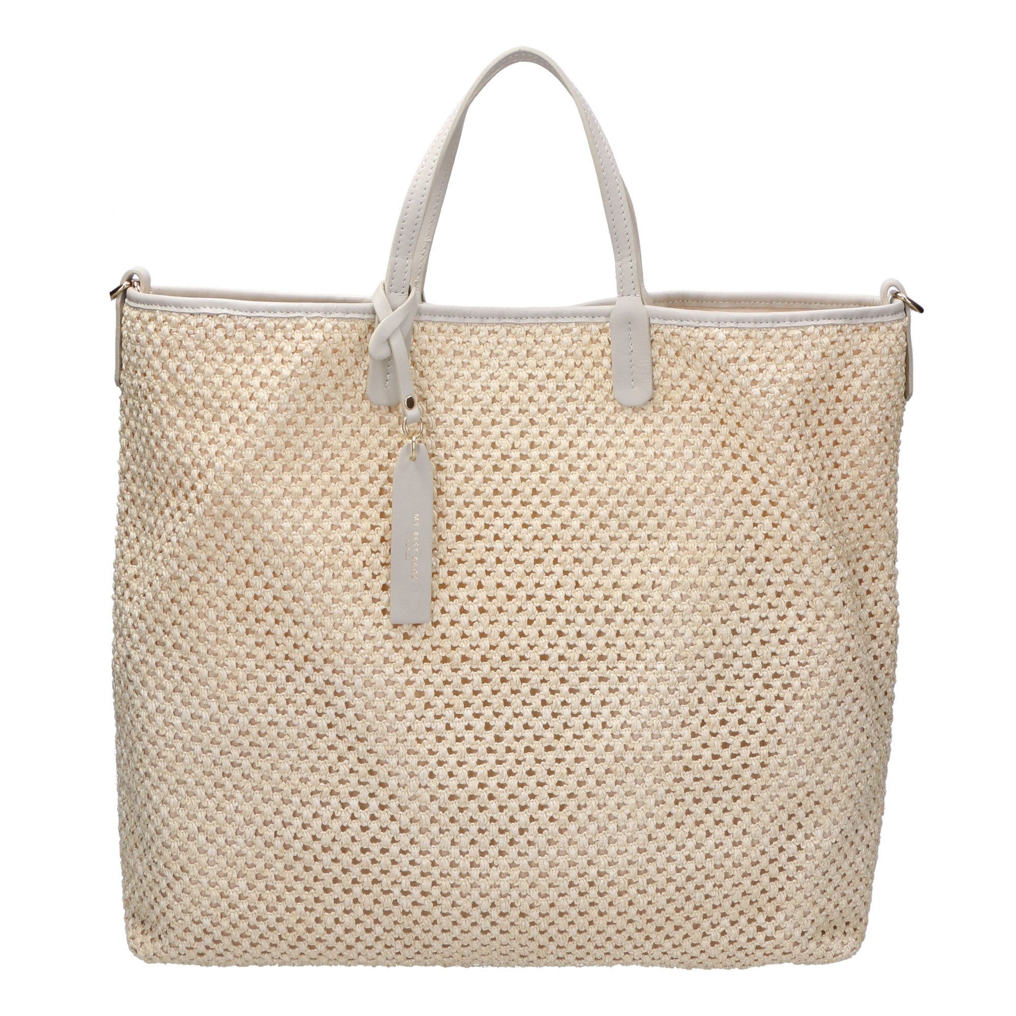 Borsa a mano da donna Paglia e pelle MYB-7027-SS-142 BEIGE My Best Bag