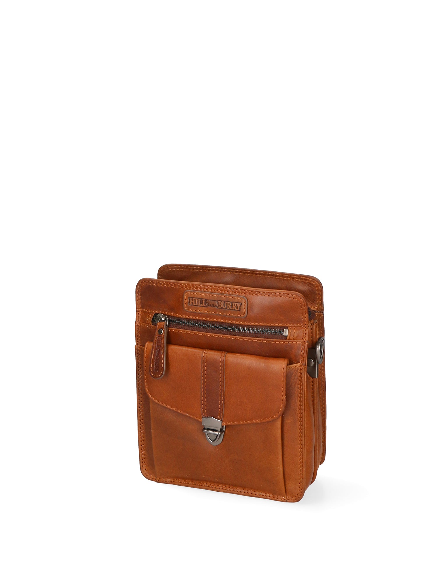 Borsa a tracolla da uomo in vera pelle RFID HILB-3339-CUOIO Hill Burry