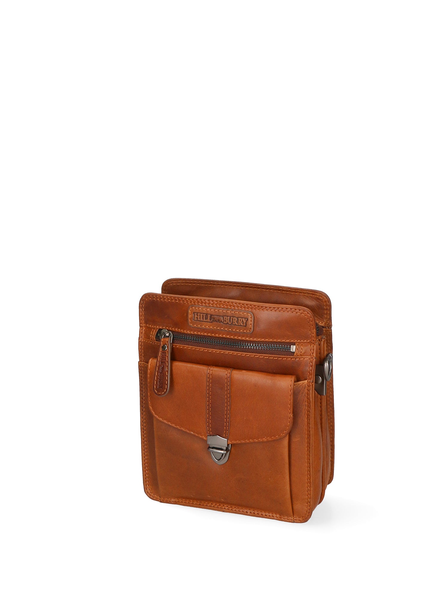 Borsa a tracolla da uomo in vera pelle RFID HILB-3339-CUOIO Hill Burry