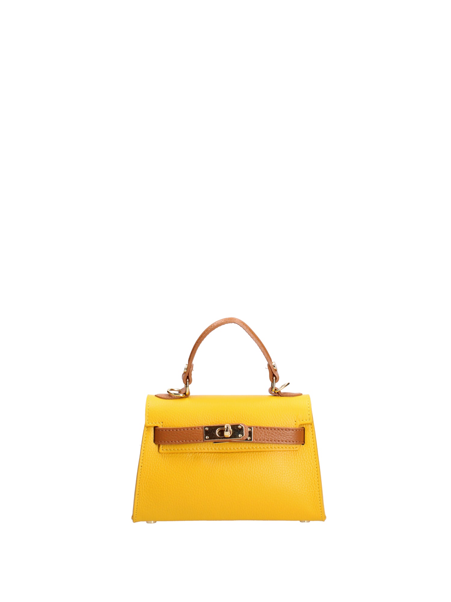 Borsa a mano da donna 100% vera pelle 07221-D04 GIALLO+D44 CUOIO Roberta Rossi