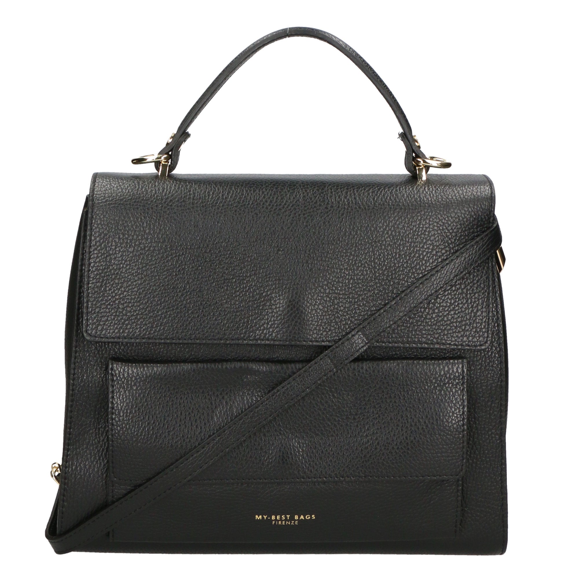 Borsa a mano da donna 100% vera pelle MYB-6033-FW-D28 NERO BLACK My Best Bag