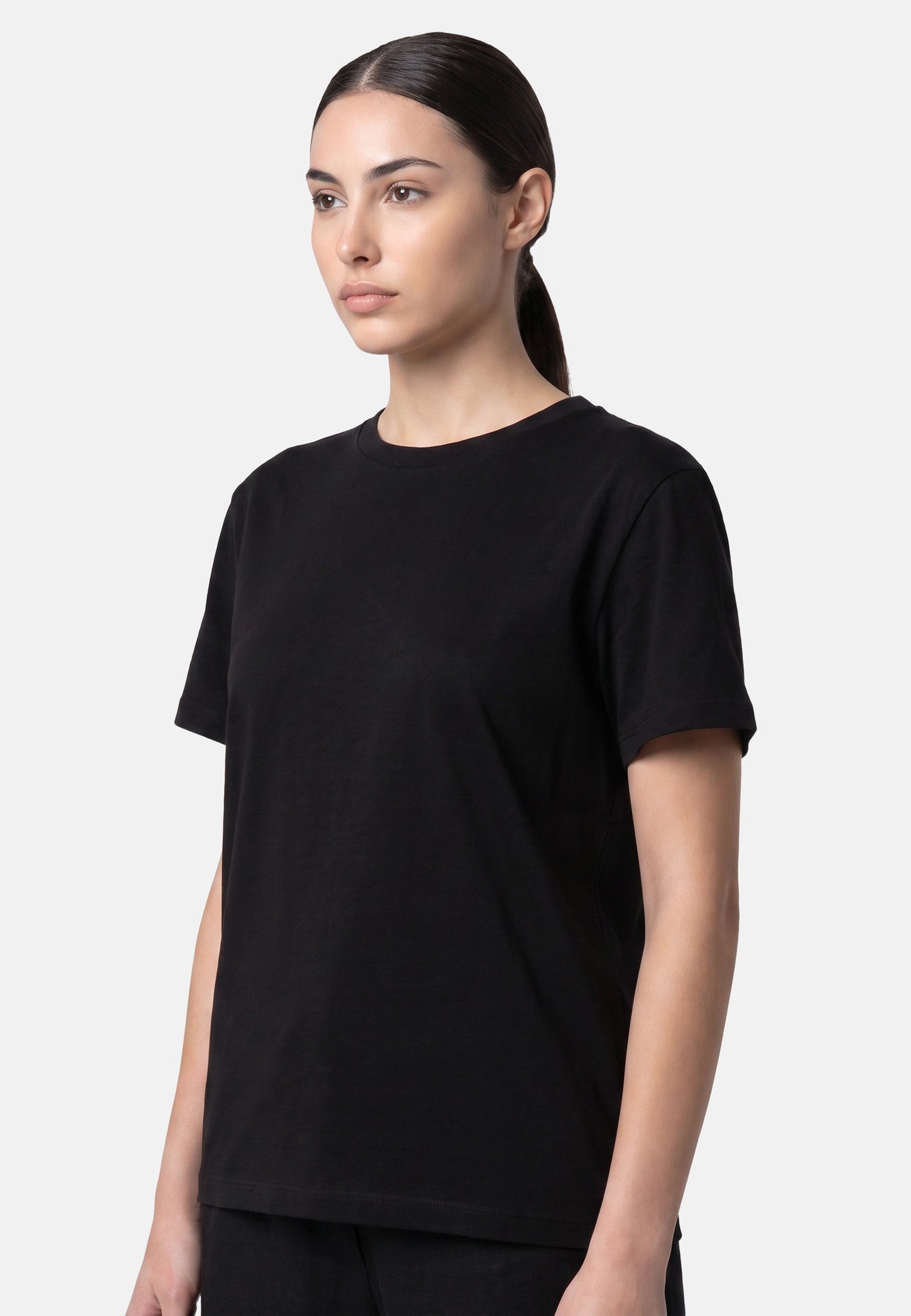 T-shirt in 84% Cotone 16% Elastan Nero