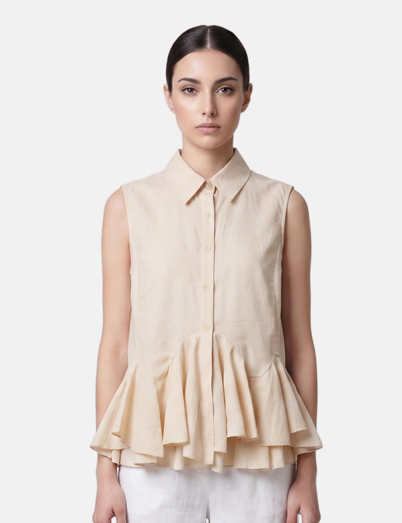 Blusa in 86 Lyocell 14 Poliestere Beige