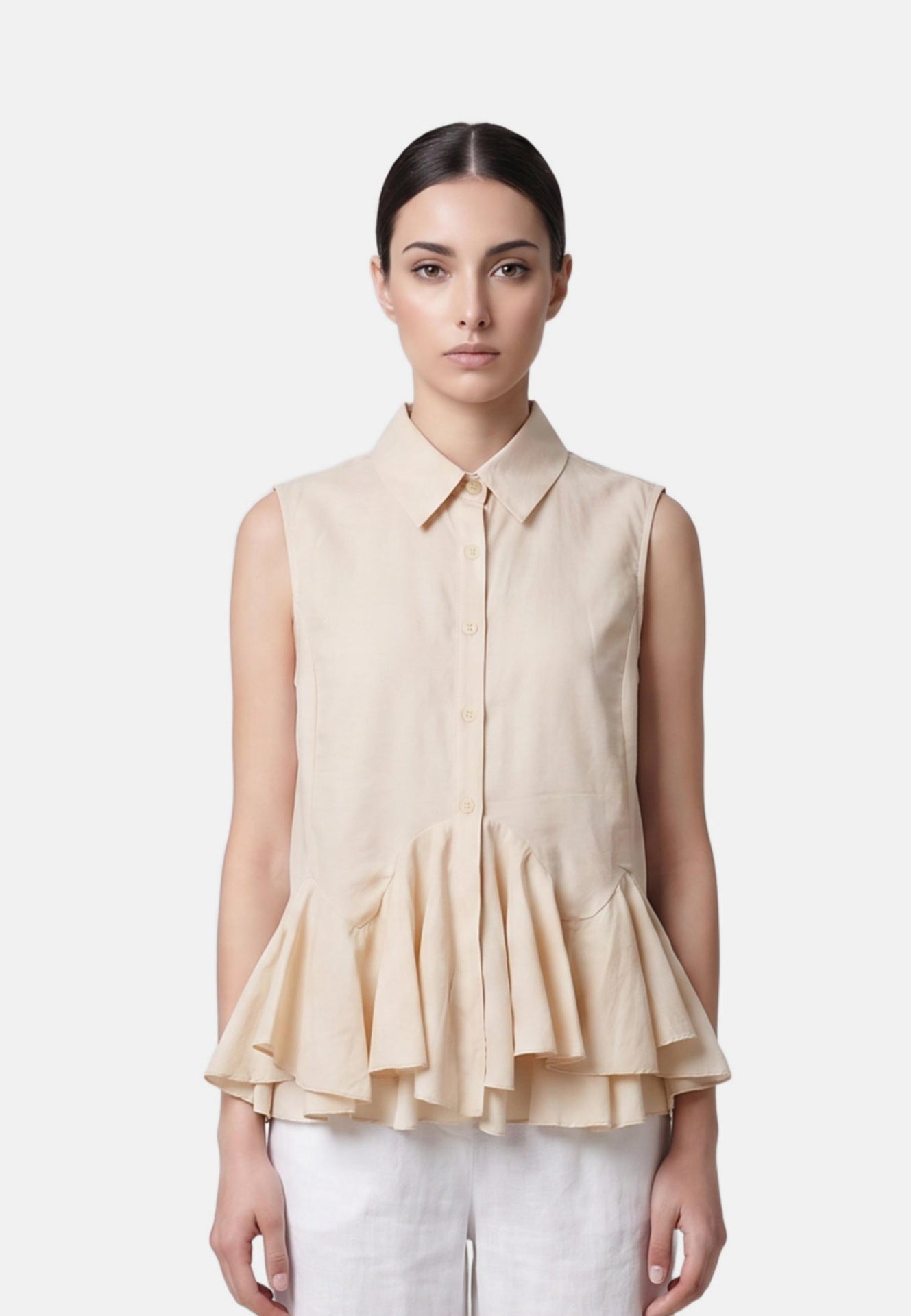 Blusa in 86 Lyocell 14 Poliestere Beige