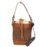 Borsa a secchiello da donna Misto pelle e tessuto MYB-05166-SS-25+S17 CUOIO SCURO My Best Bag