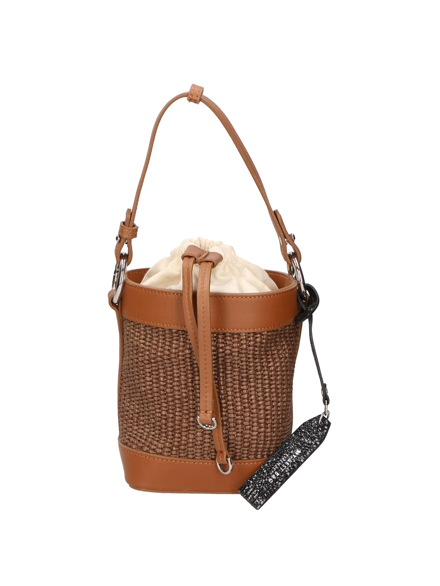 Borsa a secchiello da donna Misto pelle e tessuto MYB-05166-SS-25+S17 CUOIO SCURO My Best Bag